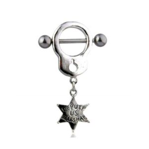 Brustwarzenpiercing Brustpiercing Handschelle Deputy Marshal Stern Barbell