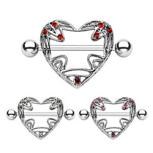 Brustwarzenpiercing Brustpiercing Herz Nipple Shield mit Strass