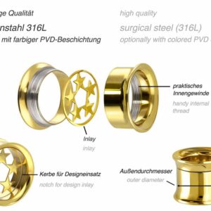 Chirurgenstahl BYO Double Flared Tunnel inkl. Einsatz 5 STERNE ++SALE++