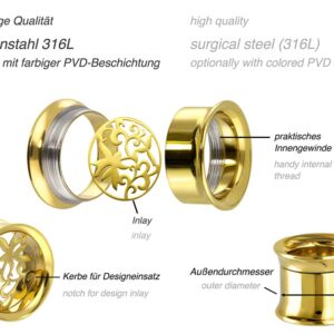 Chirurgenstahl BYO Double Flared Tunnel inkl. Einsatz BLÜTEN ++SALE++