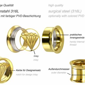 Chirurgenstahl BYO Double Flared Tunnel inkl. Einsatz DIAMANT ++SALE++