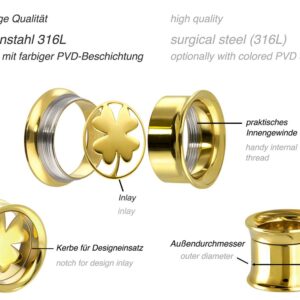 Chirurgenstahl BYO Double Flared Tunnel inkl. Einsatz KLEEBLATT ++SALE++