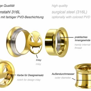 Chirurgenstahl BYO Double Flared Tunnel inkl. Einsatz KÜRBIS ++SALE++