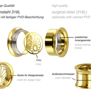 Chirurgenstahl BYO Double Flared Tunnel inkl. Einsatz MUSCHEL ++SALE++