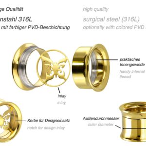 Chirurgenstahl BYO Double Flared Tunnel inkl. Einsatz SCHMETTERLING ++SALE++