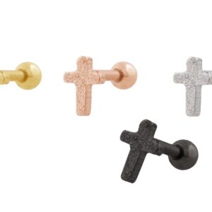 Chirurgenstahl Ohrpiercing KREUZ + DIAMANTOPTIK ++SALE++