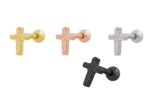 Chirurgenstahl Ohrpiercing KREUZ + DIAMANTOPTIK ++SALE++