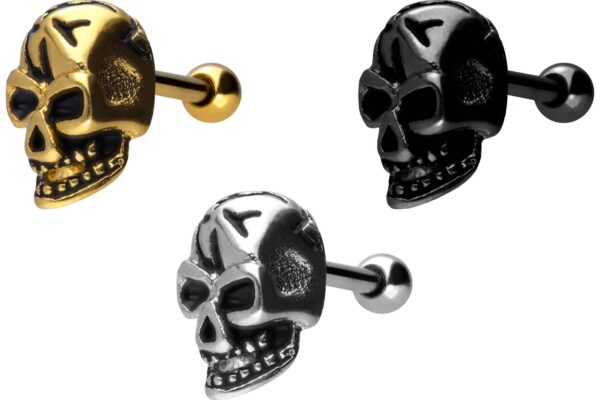 Chirurgenstahl Ohrpiercing TOTENKOPF ++SALE++