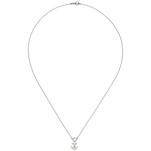 Collier Anker 925 Silber bicolor vergoldet 5 Zirkonia 45 cm CJ