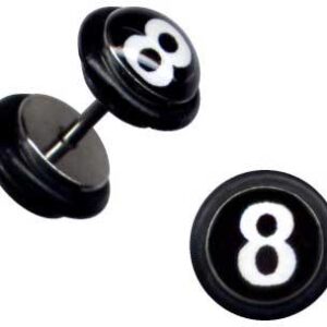 Fake Tunnel Plug Ohr Piercing Billard Kugel 8 Logo aus Chirurgenstahl