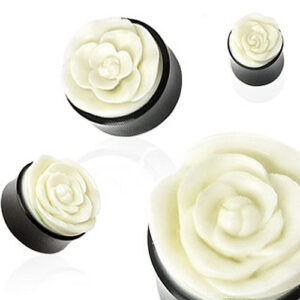 Organic Plug aus Horn mit Bone Rose