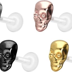 PTFE Labret mit Innengewinde + Titan-Aufsatz TOTENKOPF