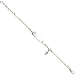 Schildband mit Kreuz 925 Sterling Silber 14 cm Gravur ID Armband CJ