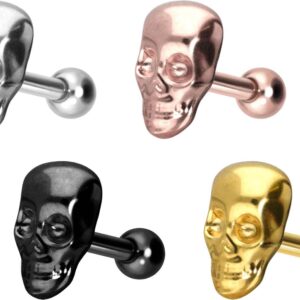 Titan Ohrpiercing mit Innengewinde TOTENKOPF