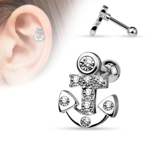 Tragus Helix Cartilage Piercing Anker Zirkonia Kristall Steinchen