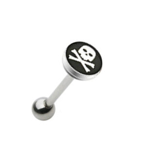 Zungenpiercing Barbell mit Totenkopf aus Chirurgenstahl C316L