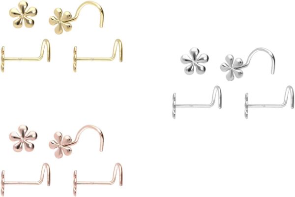 14/18 Karat Gold Nasenstecker Spirale BLUME