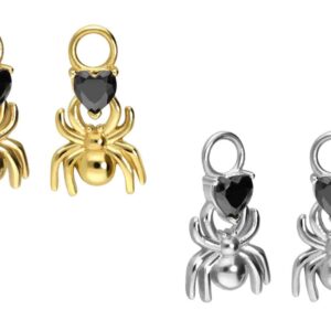 Chirurgenstahl Anhänger für Clicker SPINNE + KRISTALLHERZ