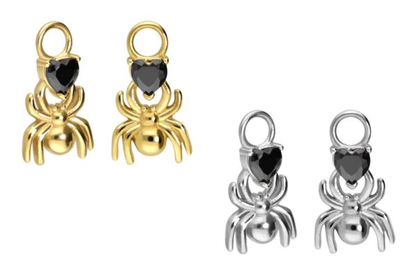Chirurgenstahl Anhänger für Clicker SPINNE + KRISTALLHERZ