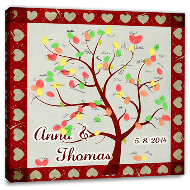 Fingerabdruck-Leinwand - Geburtstagsbaum Herz