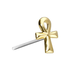 14 Karat Gold Aufsatz mit Titan Push Pin ÄGYPTISCHES KREUZ