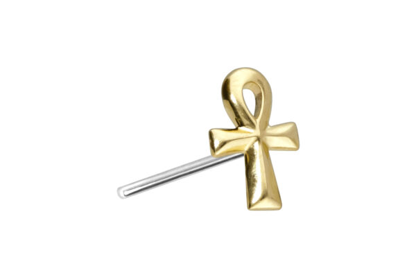 14 Karat Gold Aufsatz mit Titan Push Pin ÄGYPTISCHES KREUZ