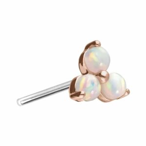 14 Karat Gold Aufsatz mit Titan Push Pin BLUME + 3 SYNTHETISCHE OPALE