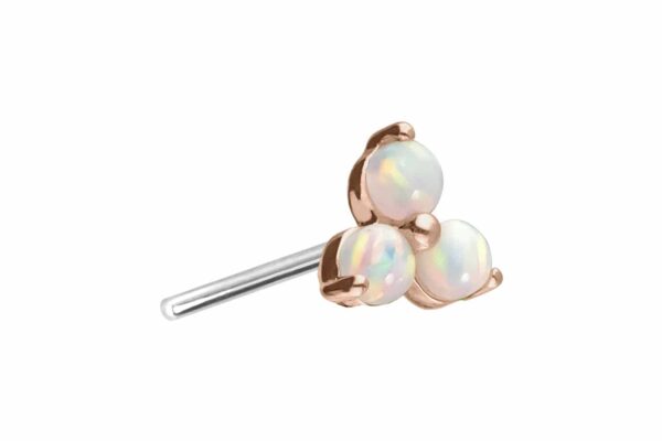 14 Karat Gold Aufsatz mit Titan Push Pin BLUME + 3 SYNTHETISCHE OPALE