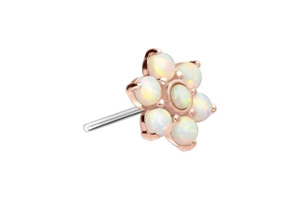 14 Karat Gold Aufsatz mit Titan Push Pin BLUME + 7 SYNTHETISCHE OPALE