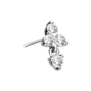 14 Karat Gold Aufsatz mit Titan Push Pin MOISSANIT-BLUME + MOISSANIT
