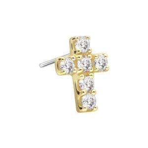 14 Karat Gold Aufsatz mit Titan Push Pin MOISSANIT-KREUZ