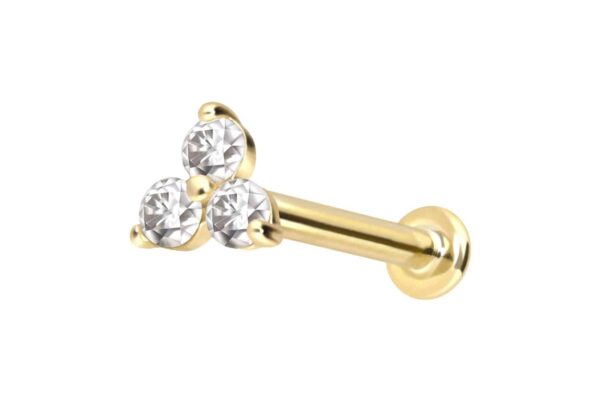 14 Karat Gold Labret mit Innengewinde MOISSANIT-BLUME