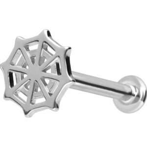 14 Karat Gold Labret mit Innengewinde SPINNENNETZ