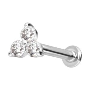 14 Karat Gold Labret mit Push Fit MOISSANIT-BLUME