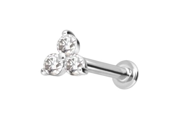 14 Karat Gold Labret mit Push Fit MOISSANIT-BLUME