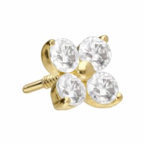 14 Karat Gold Schraubaufsatz mit Außengewinde MOISSANIT-BLUME