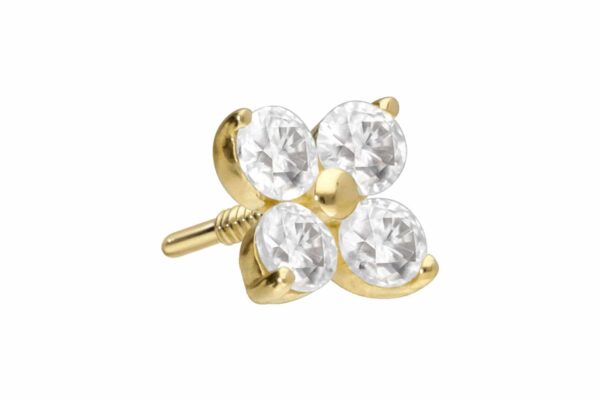 14 Karat Gold Schraubaufsatz mit Außengewinde MOISSANIT-BLUME