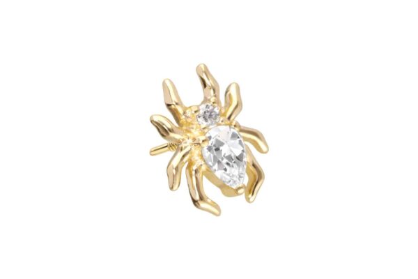 14 Karat Gold Schraubaufsatz mit Außengewinde MOISSANIT-SPINNE