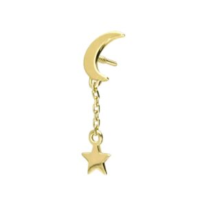 14 Karat Gold Schraubaufsatz mit Außengewinde MOND + STERN
