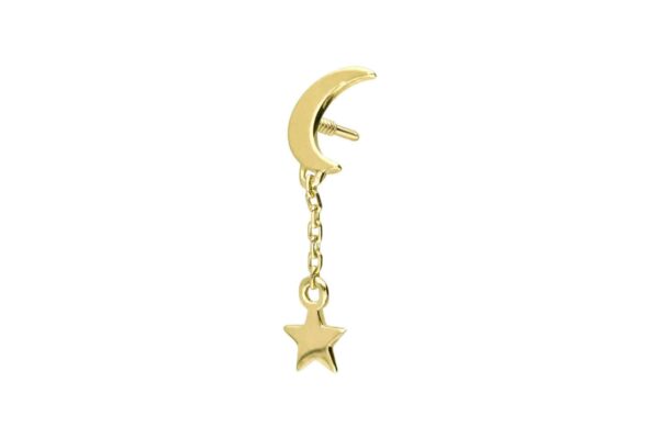 14 Karat Gold Schraubaufsatz mit Außengewinde MOND + STERN