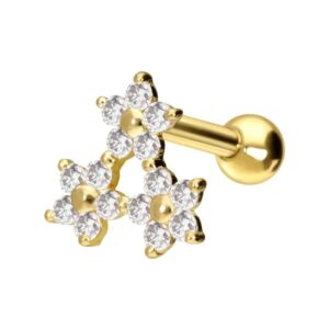 14/18 Karat Gold Ohrpiercing 3 MOISSANIT-BLUMEN