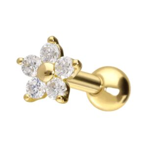 14/18 Karat Gold Ohrpiercing MOISSANIT-BLUME