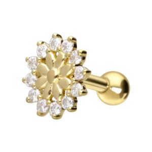 14/18 Karat Gold Ohrpiercing MOISSANITE + BLUME