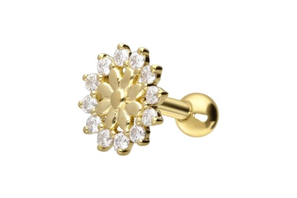 14/18 Karat Gold Ohrpiercing MOISSANITE + BLUME