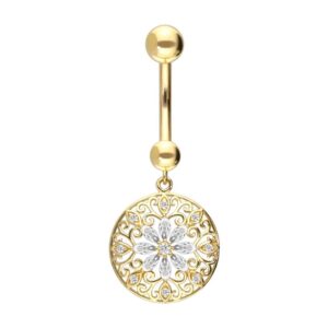18 Karat Gold Bananabell MOISSANIT-BLUME + MANDALA