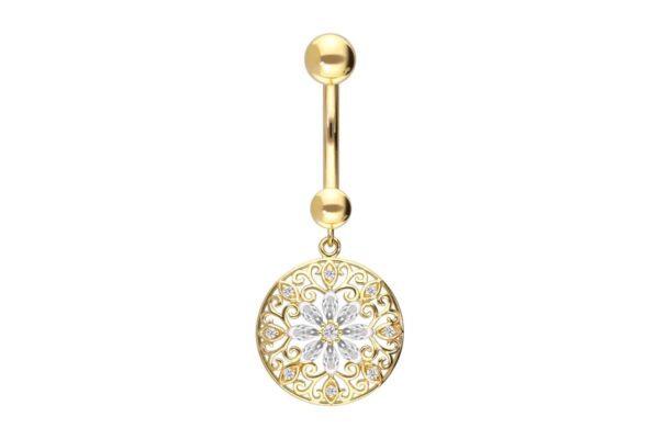18 Karat Gold Bananabell MOISSANIT-BLUME + MANDALA