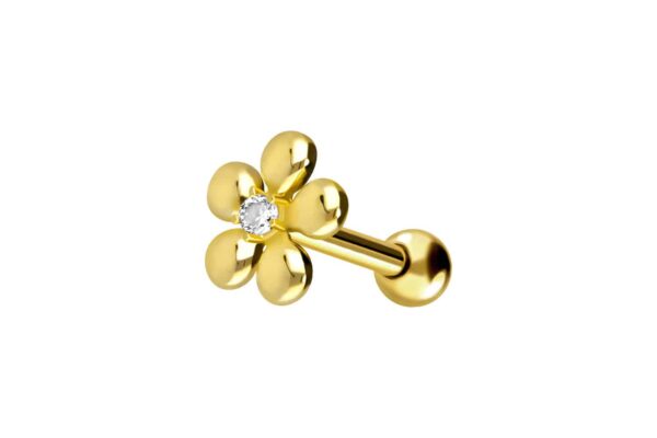 18 Karat Gold Ohrpiercing BLUME + KRISTALL
