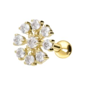 18 Karat Gold Ohrpiercing MOISSANIT-BLUME