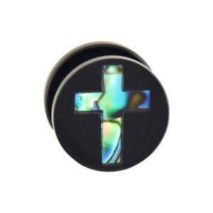 Acryl Plug mit Abalone-Muschel KREUZ ++SALE++