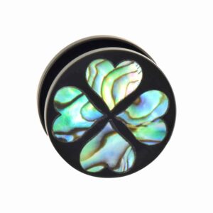 Acryl Plug mit Abalone-Muschel VIER HERZEN ++SALE++